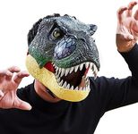 Losbenco Dino Mask Moving Jaw, Realistic Dinosaur Mask with Sound & Light, Raptor Face Mask Gifts Toy for Kids Cosplay