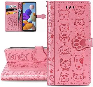 LEMAXELERS Huawei P Smart 2018 Phone Case Huawei P Smart 2018 Cover,Cute Cat Dog Embossed PU Leather Flip Notebook Wallet Case Magnetic Stand Card Slot Folio Case for Huawei P Smart 2018,SD Cat Pink