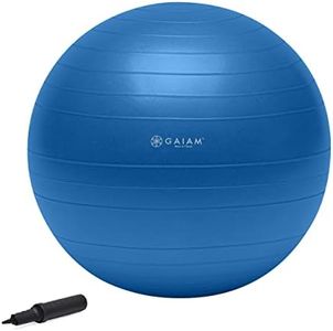 Gaiam 05-52205 Total Body Balance Ball Kit - Includes 75cm Anti-Burst Stability Exercise Yoga Ball, Air Pump & Workout Video, for Adults - Blue