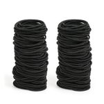 120Pcs Black Hair Band 2mm Small Elastic Bands, Hair Bands Ponytail Holders for Thin Hair, No Metal Black Rubber Bands, Hair Ties No Damage, Perfect for Women Men Girls Children