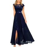 Miusol Women's Formal Floral Lace Ruffle Style Bridesmaid Party Maxi Dress (XX-Large, Navy Blue)