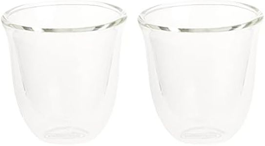 De'Longhi DBWALLESP Sets of 2 Espresso Glasses Pack, Coffee Machine Accessories, 60 ml, Borosilicate Glass, Dishwasher Safe