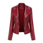 Women's Rivet Studded Faux Leather Motorcycle Short Jacket Punk Fashion Streetwear Coat