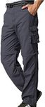 Men's Outdoor Quick Dry Convertible Lightweight Hiking Fishing Zip Off Cargo Work Pants Trousers Grey