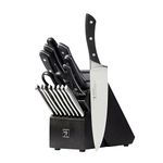 HENCKELS Aviara Premium Knife Block Set - 17 PC Professional Cutlery Knife Set, High Carbon Stainless Steel, Triple Rivet Handle, Chef Knife Set, Knife Set with Block for Kitchen, Black, 17 Piece