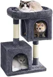 Feandrea Cat Tree, 29.1-Inch Cat Tower, M, Cat Condo for Medium Cats up to 11 lb, Large Cat Perch, 2 Cat Caves, Scratching Post, Smoky Gray UPCT612G01