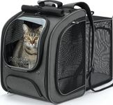 Pecute Cat Backpack Carrier Expandable, Large Space Cat Bubble Backpack, Breathable Cat Carrier, Shaded Dog Backpack Carrier for Travel, Hiking, Suitable for Shopping, and Vet, Gray
