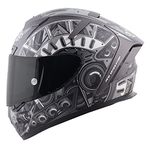 Steelbird Sa-2 Terminator 2.0 Full Face Graphic Helmet In Matt Finish With Smoke Visor (Xl, H. Grey Grey), Cycling