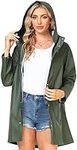 Upgrade - YESURPRISE Women's Raincoat Waterproof Rain Jacket Hooded Outdoor Windbreaker Lightweight Trench Coats