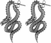 HZMAN Retro Dragon Earrings for Men Women Stainless Steel Gothic Punk Piercing Splicing Dragon Head Stud Earring Party Jewelry Gift