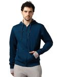 NOBERO Navy Blue Men's Travel Cotton Solid Plain Hoody Sports Winter Gym Workout Running Travel Trekking Hooded Sweatshirts and Hoodies for Men Boys Cotton Winter Casual Wear -M