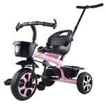 Toyzoy Pluto Kids Trike|Tricycle with Parental Push Handle for Kids|Boys|Girls Age Group 2 to 5 Years, TZ-548 (Black & Pink)