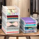 Kuber Industries Large 6 Pcs Multipurpose Foldable Cloth Organizer for Wardrobe & Almirah | Kids Shelf for Clothes & Organiser Storage Box for Cupboard, Kitchen & Bathroom | Transparent