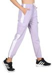 CHKOKKO Women Sports Gym Track Pant Running Lower with Cargo Pocket Purple L