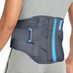 T TIMTAKBO Lower Back Brace W/Removable Lumbar Pad for Men Women Herniated Disc,Sciatica,Scoliosis,Waist Pain Lumbar Support Belt (Gray/Blue, S/M fit Belly 23.5"-29.5")