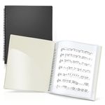 CRANBURY Sheet Music Folder 8.5x11 - Dual Use Music Holder (Black), Store inside 24 Protective Sleeves or Write on Exposed Pages Outside Sleeves, 8.5 x 11 Spiral Notebook Binder Organizer, Lay Flat