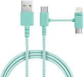 Smartish USB-C/Lightning Cable for iPhone 16/15/14 - Crown Joule - 6Foot Universal Fast Fabric Wrapped Charging Cable w/Micro-USB - Apple MFi Certified for iPhone 13/12/SE/iPad/AirPods/Android - Green