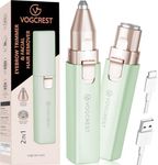 VOGCREST Hair Trimmer, 2 in 1 Facial Hair Remover & Eyebrow Trimmer for Women - Rechargeable, Portable, LED Light