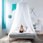 SZHTFX White Mosquito Mesh Net for Bed Canopy,Large Dome Hanging Bed Net Tent for Double/Single Bed,12 Meter Coverage Ideal for Home Or Holidays (White)