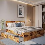 Wakefit Bed | King (78 X 72) Sheesham Wood Bed with Storage, 3 Year Warranty | - Andromeda - Natural Teak