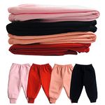 CLAP Baby Girls Winter Leggings Fleece Pajamas Multicolor Combo Pack of 4 (Pink Red Peach Black, 9-12 Months)