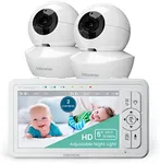 Babysense 5" HD Split-Screen Baby Monitor, Video Baby Monitor with 2 Cameras and Audio, Night Light, 960ft Range, Two-Way Audio, 4X Zoom, Night Vision, 4000mAh Battery