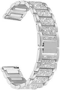 Abanen Compatible with Fossil Q Venture Watch Band,18mm Lightweight Alloy Metal Bling Crystal Quick Release Wristband Strap for Fossil Q Venture Gen4/3,Women's Sport (Silver)