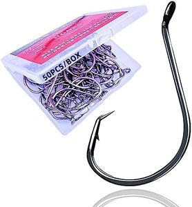 Circle Hooks Fishing Hooks 2X Strong Octopus Offset Fish Catfish Bulk Fishing Gear Equipment Hooks Set Saltwater Freshwater 50PCS(1/0 50/Pack)