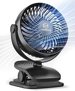 AA Battery Operated Clip on Fan, Stroller Fans, USB Powered Portable Desk Fan 4 Speeds Personal Golf Cart, Quiet, Small Table Fan, Free Angle Adjustable,Wireless, for Camping Hurricane Office Bed