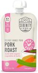 Serenity Kids 6+ Month Pork Baby Food Pouches - Free Range Pork Roast with Bone Broth, Organic Vegetables & Herbs - BPA-Free Food Pouches for Baby - 3.5 Oz, 12 Pack