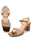 XE Looks Fancy & Comfortable Copper Block Heel Sandal with Ankle Strep for women & Girls