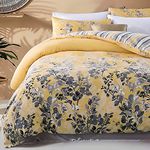 Imperial Rooms Duvet Cover Sets Double Bed (200 x 200 Cm) with 2 Pillow Cases – Reversible Brushed Microfiber 3 Piece Hypoallergenic Printed Quilt Cover Bedding Set (Ochre Blossom)