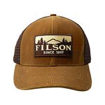 Filson Logger Mesh Trucker Cap for Men and Women, Dark Tan, One size