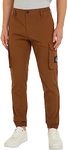 Calvin Klein Jeans Men Skinny Washed Cargo Pants, Brown (Fudge Brown), S