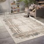 LaDole Rugs 3x5 Living Room Runner Premium Area Rug | Abstract Home Decor Rustic Modern Carpet for Hallway, Entrance, Balcony |Beige Turquoise