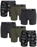 Lucky Brand Men's Underwear - Casual Stretch Boxer Briefs (6 Pack), Grape Leaf/Print/Charcoal Heather Grey, S