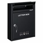 JD FRESH Wall Mount A4 Size Letter Box/Mail Box/Suggestion Box/Complaint Box for Office/Post Box for Home gate with Clear Window View & Secure Key Lock - (Black)