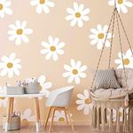 TaoBary 12 Sheets Daisy Wall Decals White Flower Wall Stickers Big Daisy Wall Stickers Peel & Stick Floral Stickers for Kids Girls Nursery Playroom Bedroom Living Room Wall Decor (Classic Style)