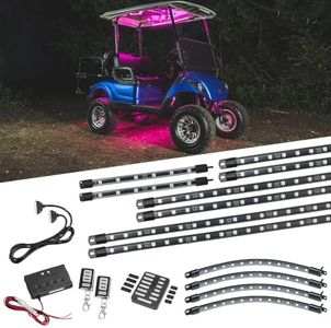 LEDGlow 12pc Million Color LED 4-Seater Golf Cart Underglow Accent Neon Lighting Kit with Canopy, Wheel Well & Interior Lights for EZGO Yamaha Club Car - Fits 12-Volt Battery - Water Resistant