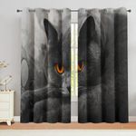 KLRIGR Cat Blackout Curtains Grommet Thermal Insulated Room Top Darkening Curtains for Living Room Bedroom, Set of 2 Panels 54W x 84L Inch
