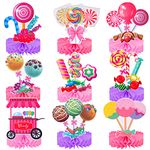 9pcs Candyland Party Decoration Candyland Lollipop Table Honeycomb Centerpiece Decorations for Colorful Candy Themed Birthday Party Decor for Girls