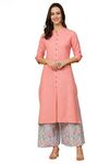 Pistaa's Women's Cotton Solid Readymade Salwar Suit Set (XX-Large, Light Pink)