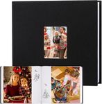 Photo Album 10x8 100 Photos with Writing Space, 10x8 Photo Album Linen Cover with Front Window, 10x8 Picture Album, 100 Photos 10x8 Photo Album Book for Wedding Family Baby Pictures (Black)