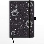 A5 Notebook New Moon Sun and Stars Journal Night Sky Spiritual celestial Lined Hardback Journal Notepad Note Book Notes Diary Pad