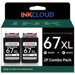 INKCLOUD Remanufactured 67xl Black High-Yield Black Ink Cartridge Compatible with HP 67 67XL for 2700 2700e 2752 2752e 2755 2755e 4100 4152e 4155 4155e 6000 6055e 6055 6452 6458e 6455 6455e Printer