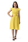 Fashion Dream Girls Solid Knee Length Dress|Girl Dress|Kids Dress|Modern Dress for Girls|Girls Clothing|Frocks(FD.OMGFRK00028 YLW 32_Yellow_9-10Yrs)