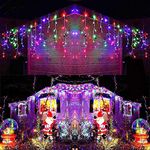 SHATCHI 480LEDs Waterfall Icicle Christmas Lights 10m - Multifunction 8 Light Modes, Timer Clear Cable Indoor/Outdoor Low Voltage Connectable Waterproof Christmas Decoration, Multicolour