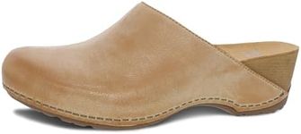 Dansko Talulah Stylish Mule Clog for Women - Cushioned PU Footbed and Arch Support for All-Day Comfort - Leather Uppers for Long-Lasting Wear, Tan Milled Burnished, 7.5-8