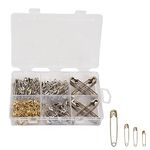 Aqbah Pack of 200 Safety Pins Assorted, Pins for Saree, Clothes, 5 sizes from Small to large Safety pins for multi-purpose use, Heavy Duty variety pack