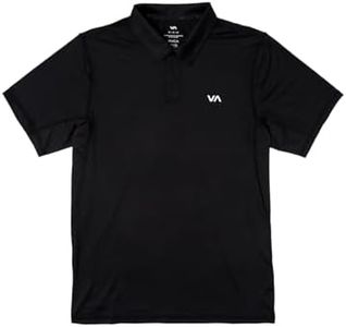 RVCA Mens Sport Athletic Vent Polo Short Sleeve Tee, Black, M